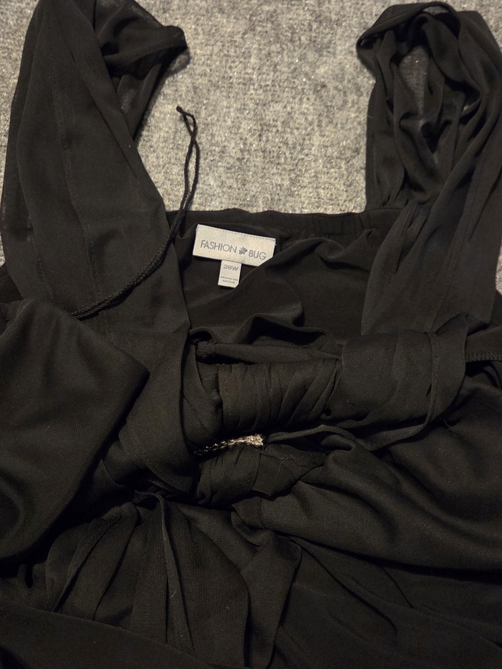 Fashion Bug Black Strapless Dress with Front Bow Accent